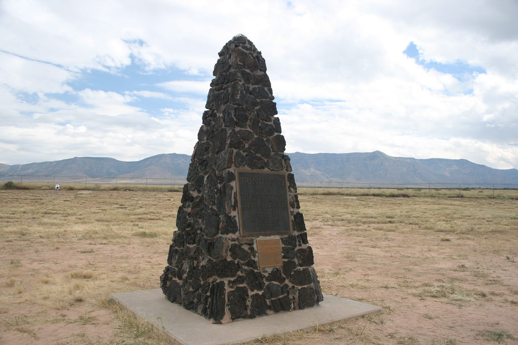  A lava-rock obelisk lies at ground zero at the Trinity Site