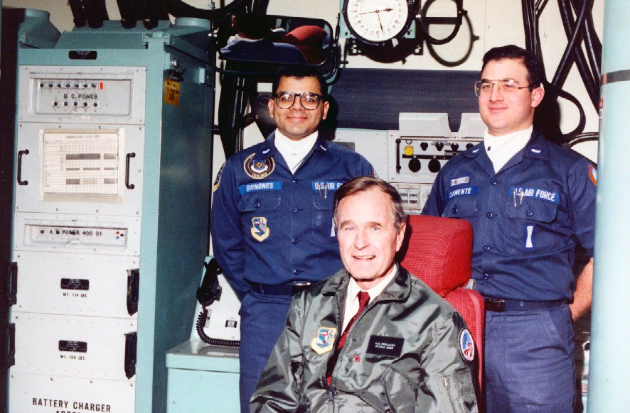 Missileers of the 44th Missile Wing with President George H.W. Bush