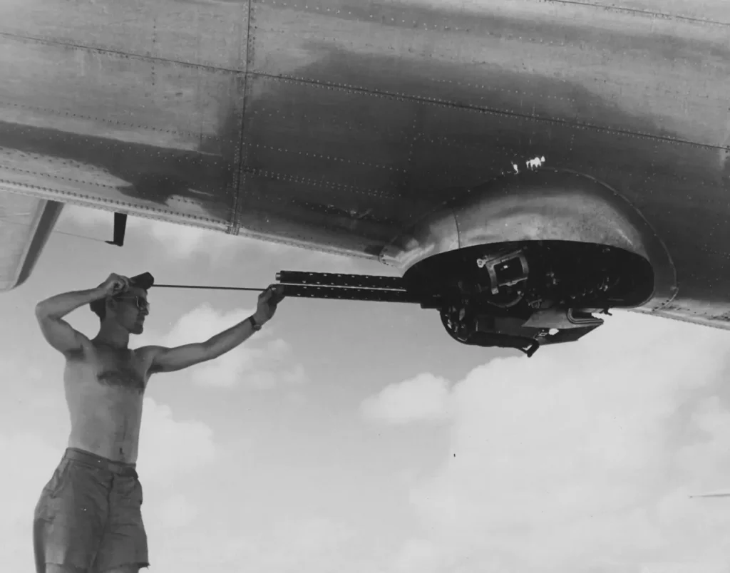 Boeing B-29 Superfortress turret cleaning