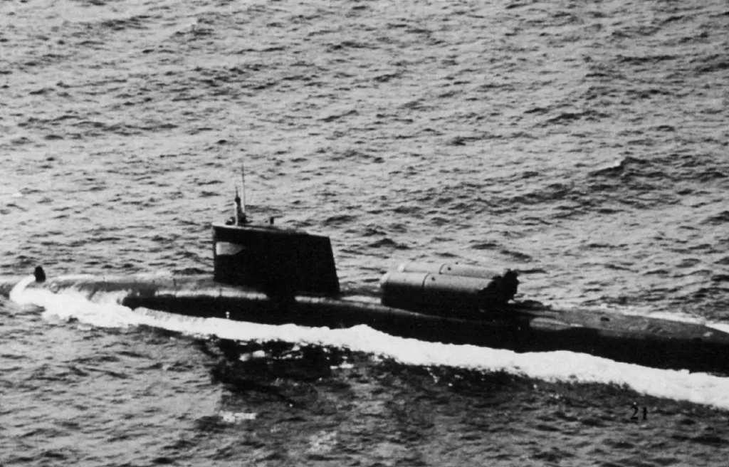 The John Marshall (SSBN 611) reconfigured as an SSN with two Dry Deck Shelters (DDS) used to transport Special Forces.