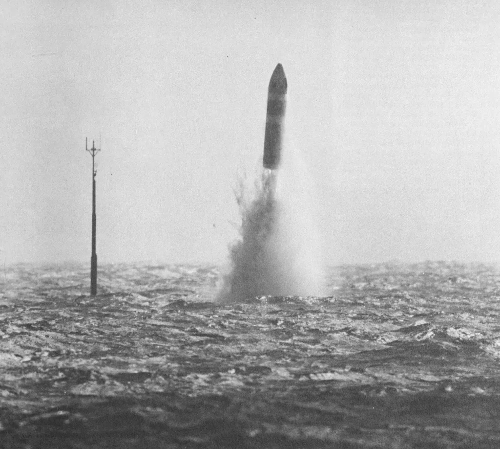 USS JAMES MADISON (SSBN 627)'s launch of a POSEIDON C3 on October 6, 1970. (U.S. Navy photo via Norman Friedman)